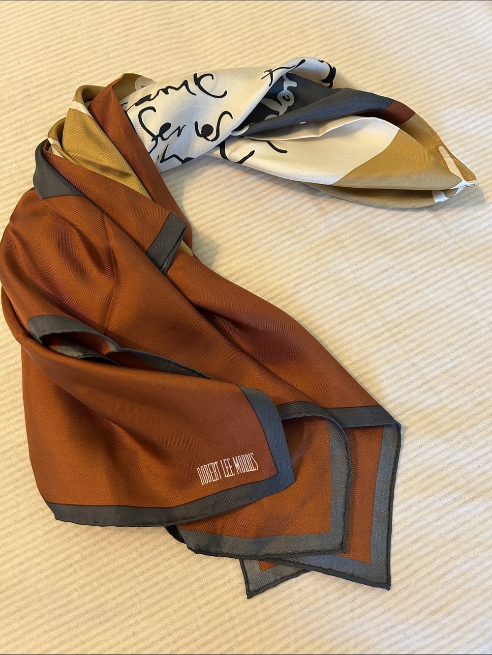 Robert Lee Morris Rust Brown & Gray Scarf
